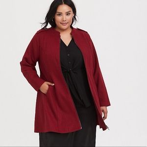 WOOLEN SWING COAT DARK RED, NEW W/TAGS NEVER WORN